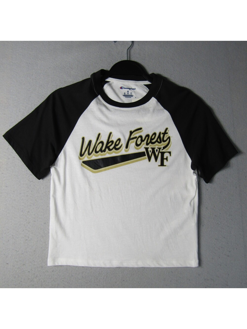 NWT Champion Wake Forest Cropped Baseball T-Shirt Women's M Black White